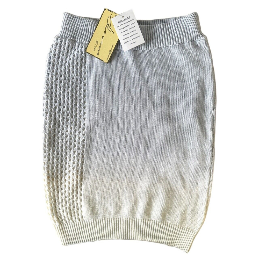 Vintage Havana Junior's Mini Skirt 100% Cotton Lined Knit Sz M Blue White Ombre